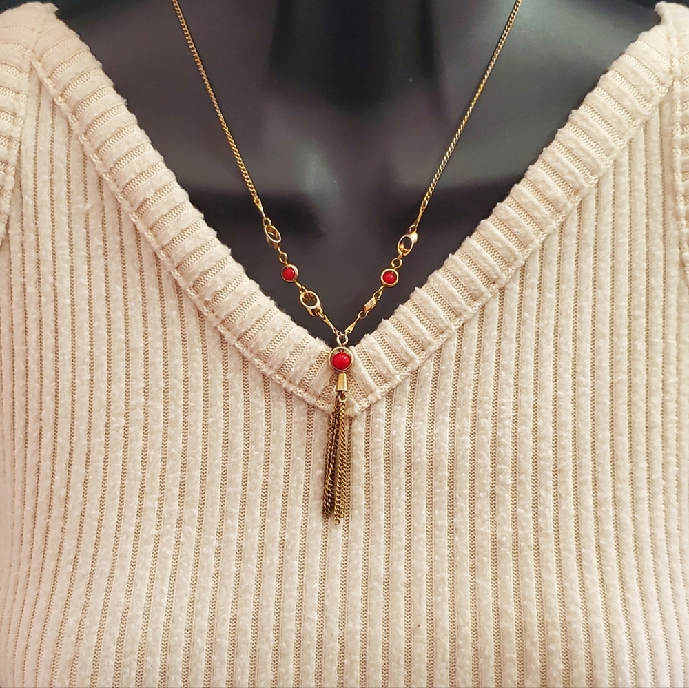 Vintage Sarah Coventry red murano glass bead necklace - Picture 6 of 7